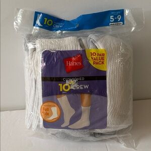 New Hanes 10 Pack Cushioned Crew Socks